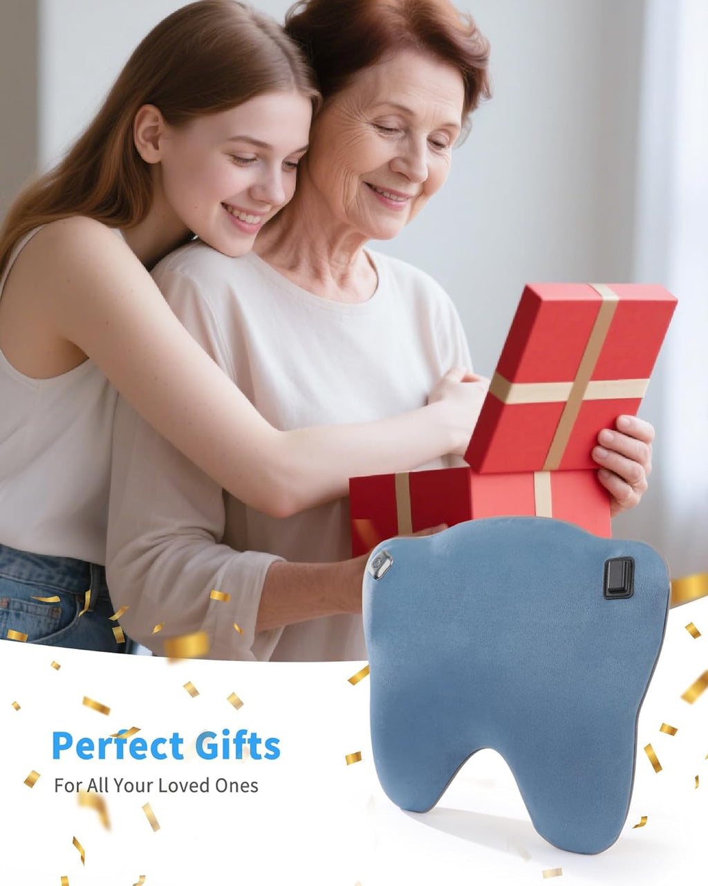 Back and Neck Massage Pillow, Cordless Back Massager with Heat