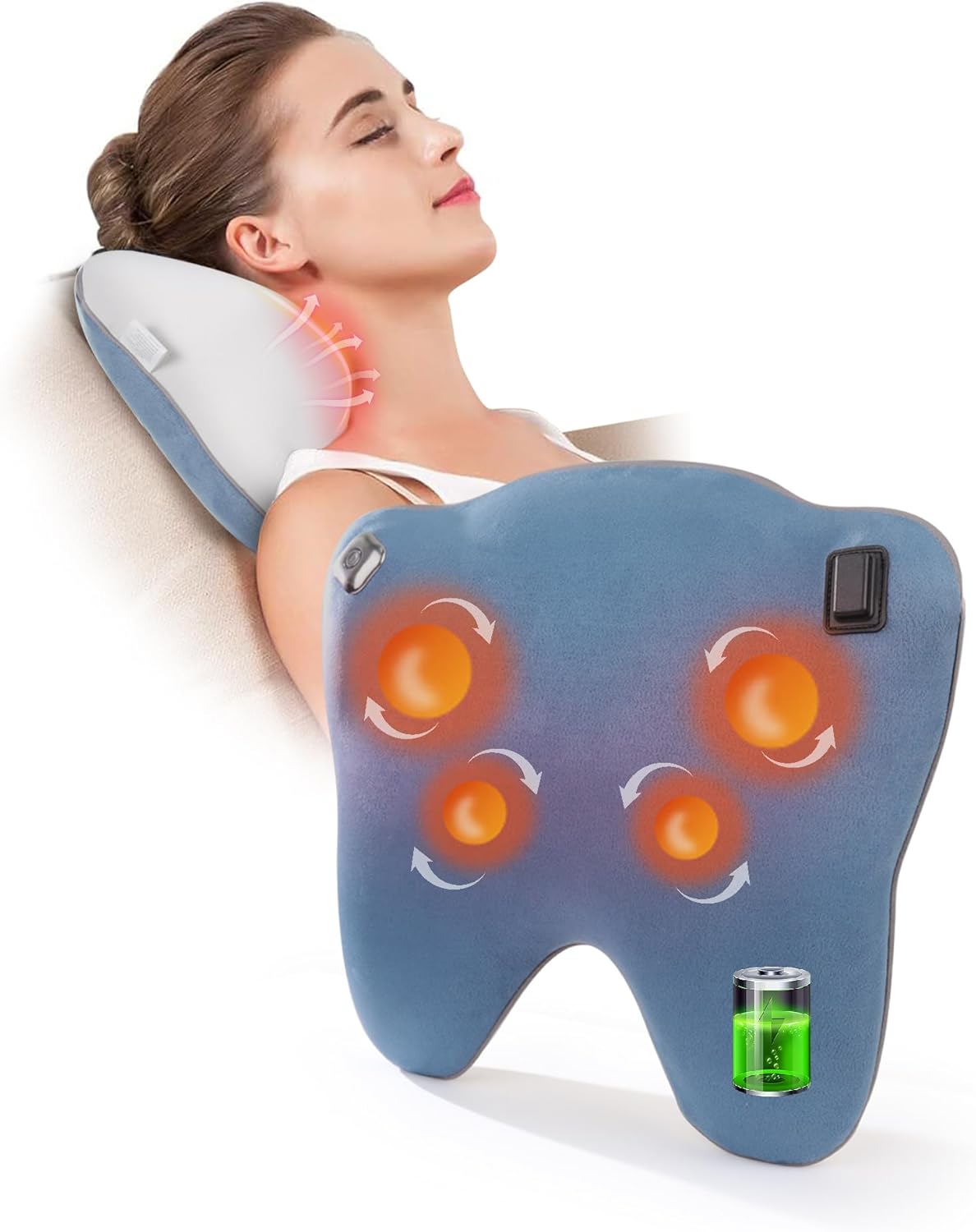 Back and Neck Massage Pillow, Cordless Back Massager with Heat