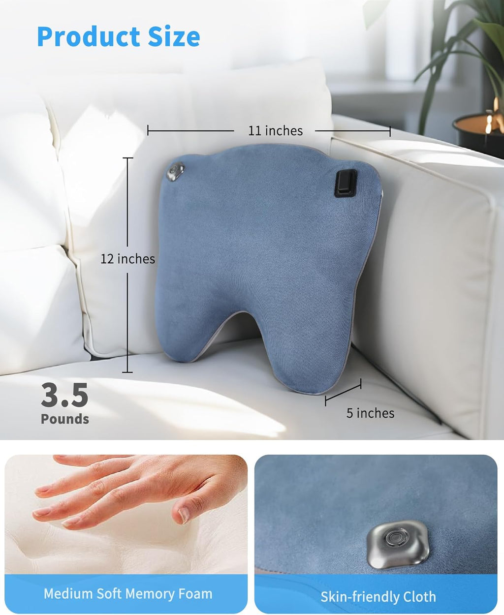 Back and Neck Massage Pillow, Cordless Back Massager with Heat